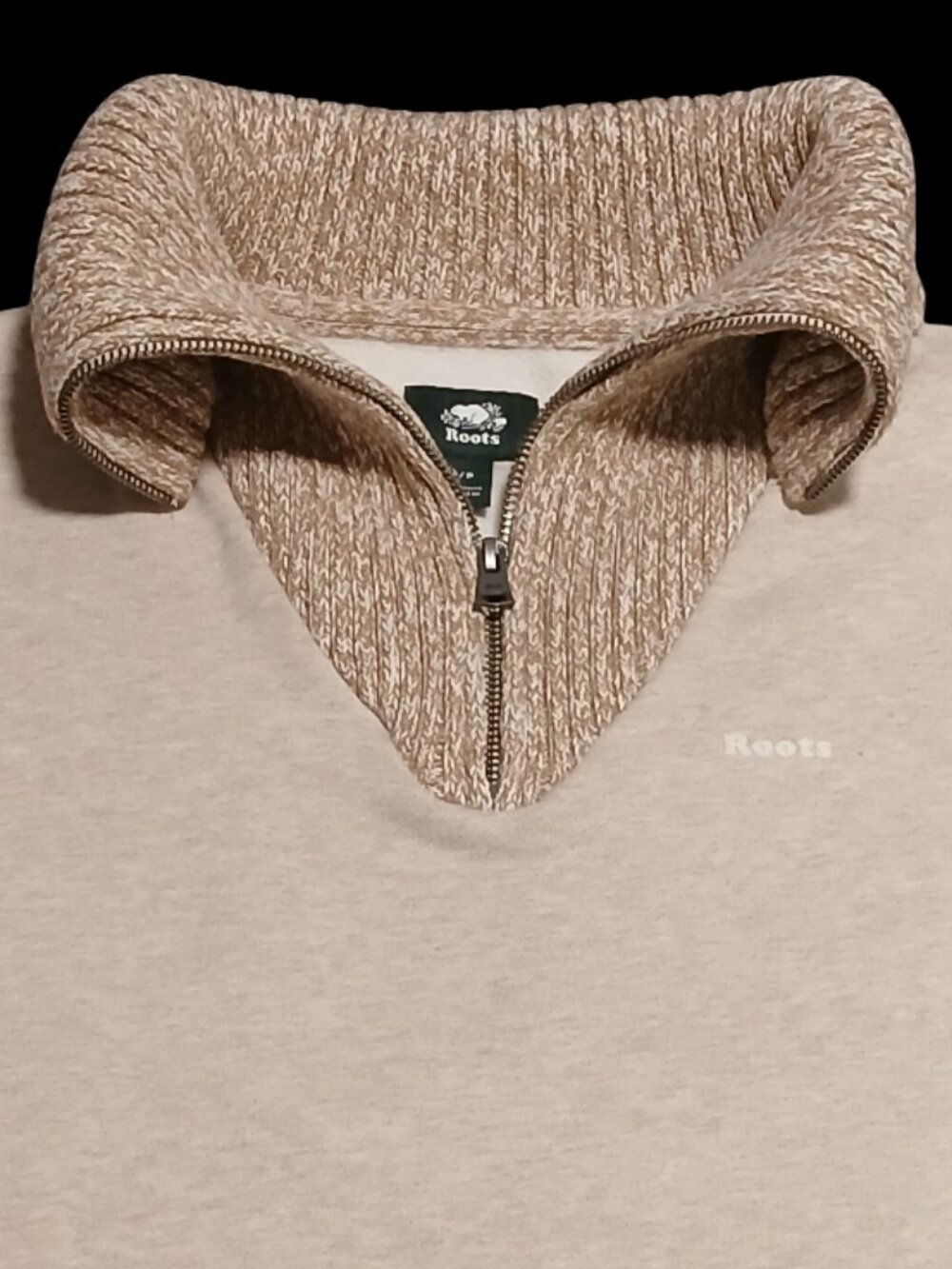 Roots Robson Women's Petite Half Zip Stein Cardigan Sweater